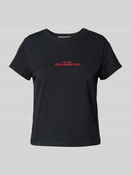 T-shirt z wyhaftowanym napisem Review czarna