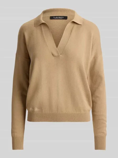 Sweter o kroju relaxed fit z mieszanki bawełny z kołnierzykiem polo Lauren Ralph Lauren