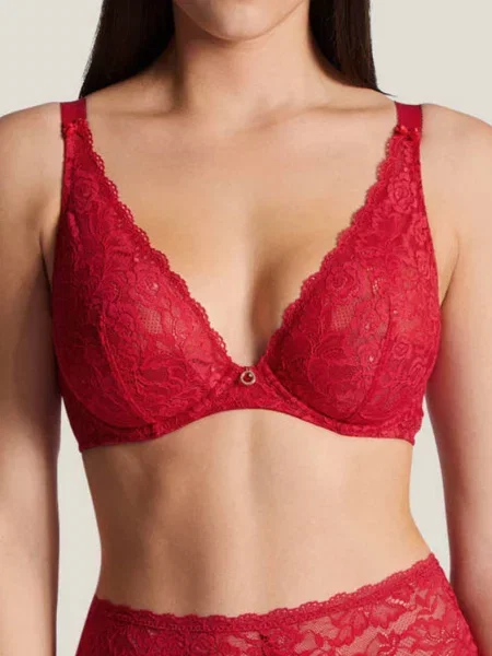 Кружевной бюстгальтер на широких бретелях червоний