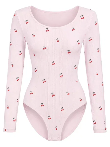 Cfab Alakformáló body Longsleeve Bodysuit Sculpting Shapewear with Briefs pasztell-rózsaszín rózsaszín