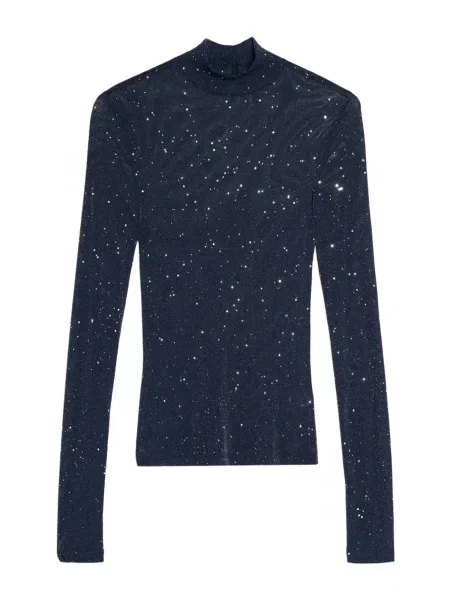 Bershka Tričko námornícka / strieborná modrá