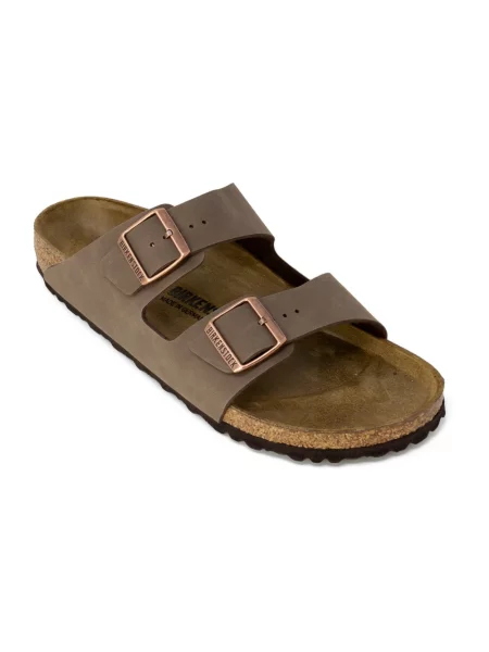 Klapki Birkenstock skórzane brązowe