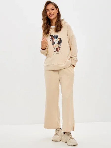 Cat e Lolette Nohavice Palazzo Trousers' béžová