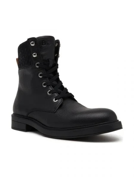 BOSS BLACK Botine Vanity Lace Up Botie Gr cu adaos de piele negru