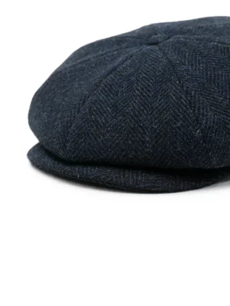 Căciulă Gran Sasso de lână fără toc cu model herringbone albastru