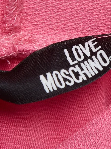 Кристал суичър с качулка Love Moschino със сърца розово