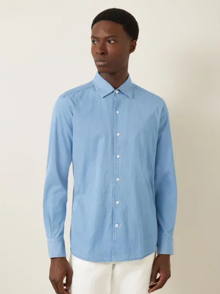 Zegna Džínová Košile Regular Fit modrá