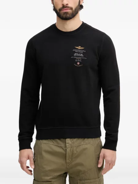 Pulover Aeronautica Militare cu broderie negru