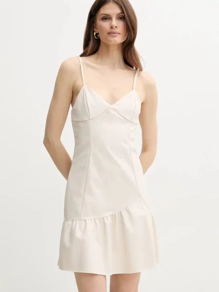 Armani Exchange sukienka mini dopasowana beżowy