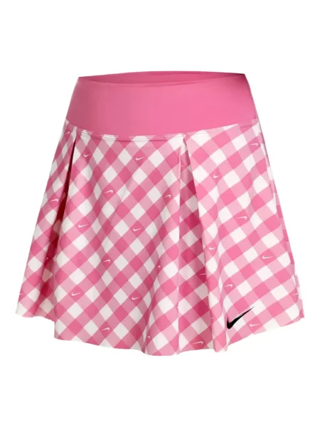 Pantaloni scurți Nike alergare cu talie înaltă în carouri albastru