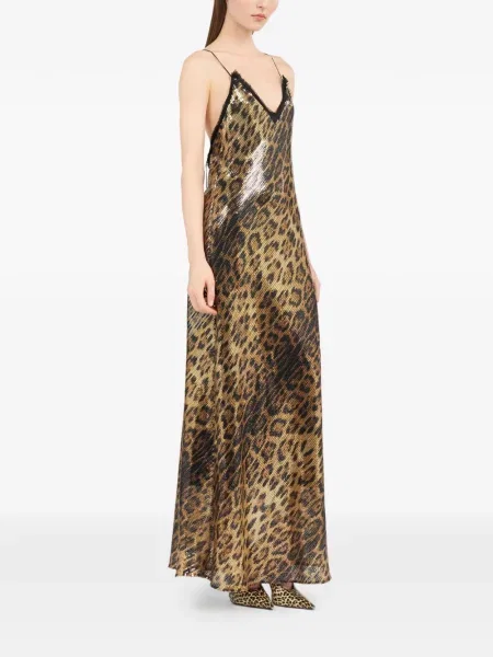 Rochie maxi Roberto Cavalli cu imagine de costum maro