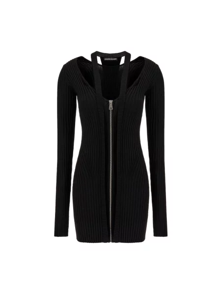 Mały sukienka mini Andrea Adamo prążkowana czarna