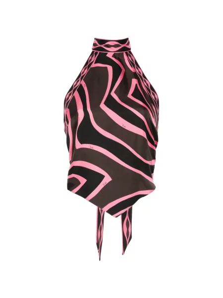 Top Pucci de mătase cu imagine negru