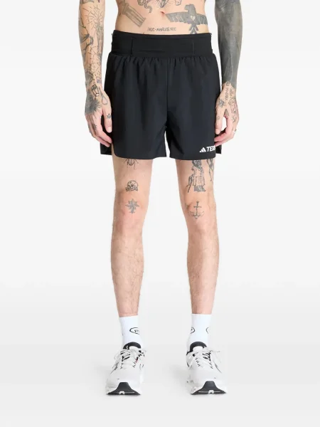 Τρέξιμο fleece μπλούζα Adidas με λαιμόκοψη v μαύρο