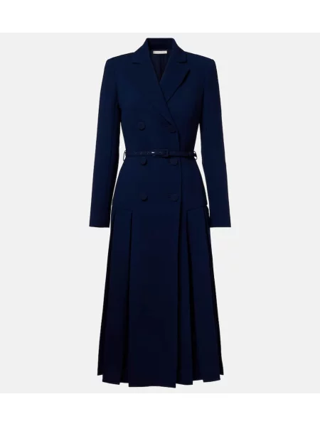 Sukienka midi Emilia Wickstead wełniana do kolan garniturowa niebieska