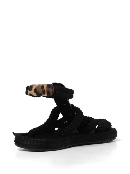 Sandale Bohonomad fără toc cu imagine cu model leopard negru