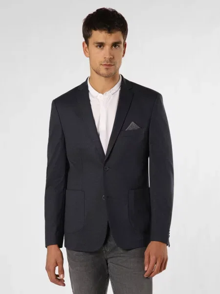 Finshley & Harding Marynarka Mężczyźni Modern Fit Sztuczne włókno marmurkowy 52 niebieski