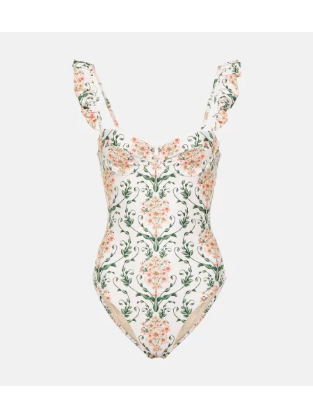 Φλοράλ μαγιό Agua By Agua Bendita λευκό