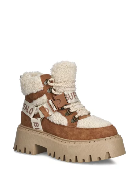 Botine Buffalo cu cataramă din piele de oaie maro