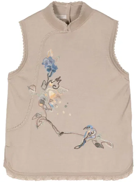 Top Shiatzy Chen w kwiatki brązowy