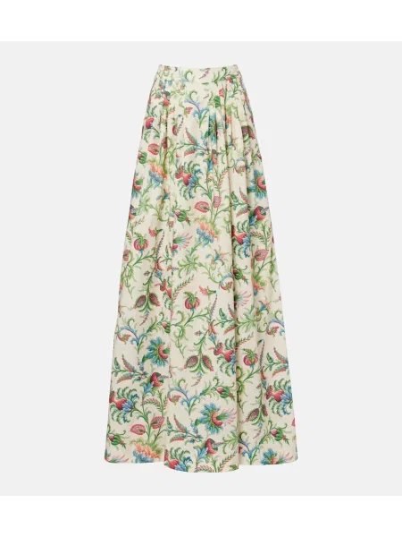 Fusta maxi Etro cu model floral alb