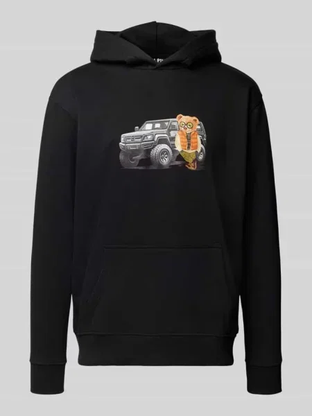 Bluza z kapturem o kroju relaxed fit z mieszanki bawełny z nadrukiem motywu Chill Pill czarna