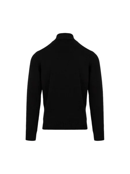 Lniany sweter z golfem Filippo De Laurentiis czarny