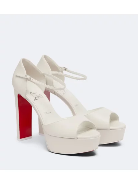 Sandale Christian Louboutin din piele cu platformă alb