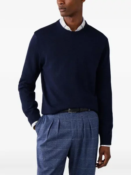Pulover Hackett London cu decolteu rotund albastru