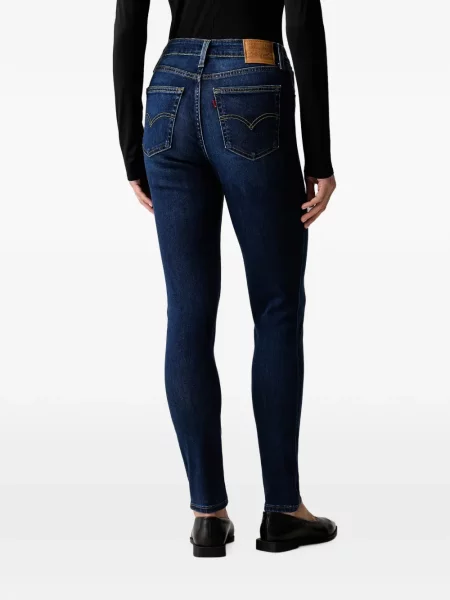 Pantaloni scurți din denim Levi's® din dantelă zdrențuiți cu talie înaltă albastru