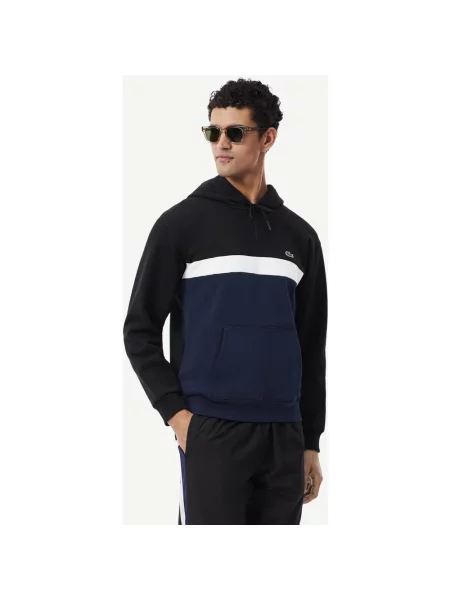 Bluza z kapturem Lacoste Fleece Color Block granatowy czarny S biały