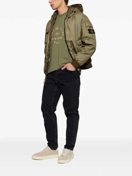 Тениска Stone Island бродирана зелено