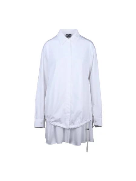 Maksi sukienka koszulowa Diesel ze ściągaczem biała