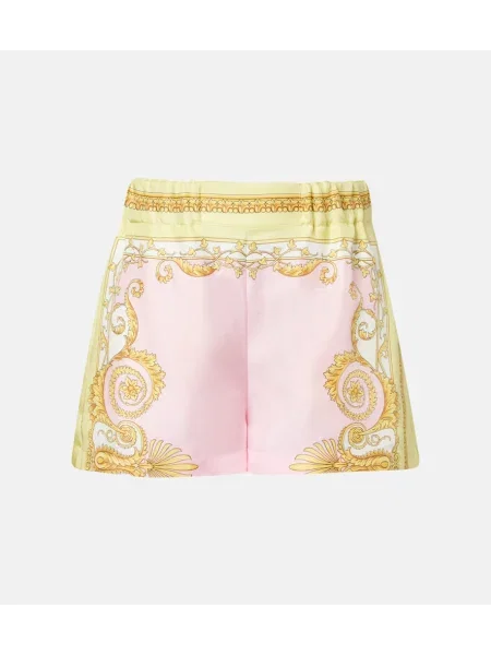 Pantaloni scurți Versace de mătase galben