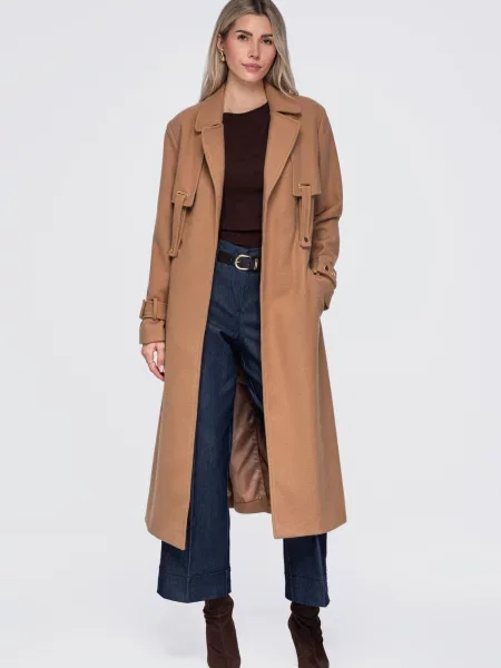 Ombre Prijelazni kaput devine dlake camel plava