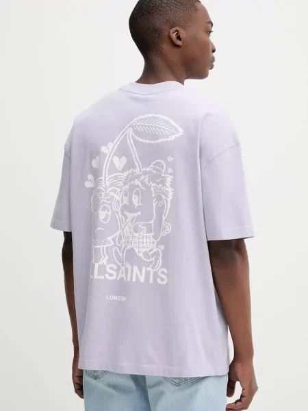 Тениска AllSaints BREAKUP с принт бяло