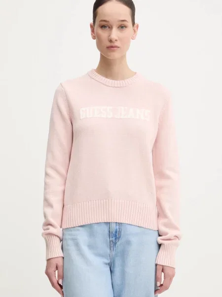 Пуловер Guess Jeans розово