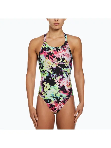 Nike Hydrastrong Multi Print Fastback Fastback szivárványos női egyrészes fürdőruha. Méret: 34