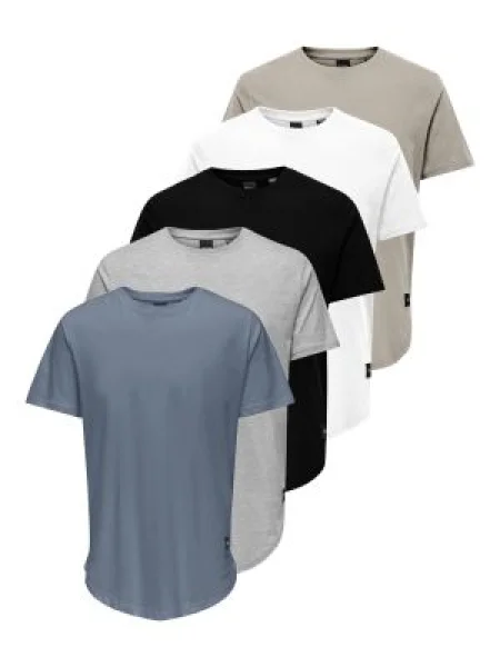 Only & Sons Tricou MATT LONGY albastru / gri / gri amestecat / negru alb