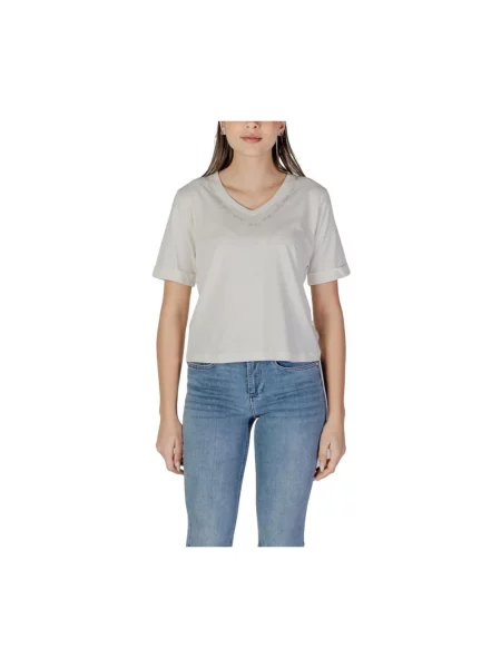 Koszulka z dekoltem v Liu Jo z dekoltem w serek biała