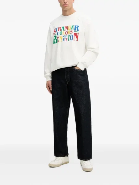 Pulover Benetton cu imagine alb