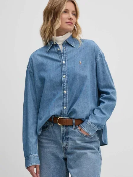 Krótki top Polo Ralph Lauren niebieski