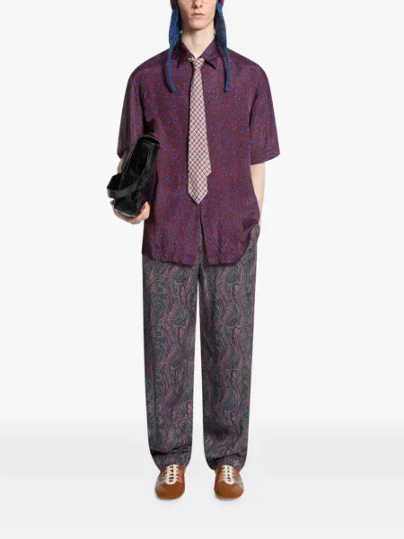 Pantaloni Dries Van Noten din jacard violet