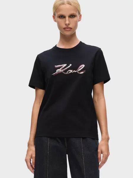 Футболка Karl Lagerfeld з паєтками чорна