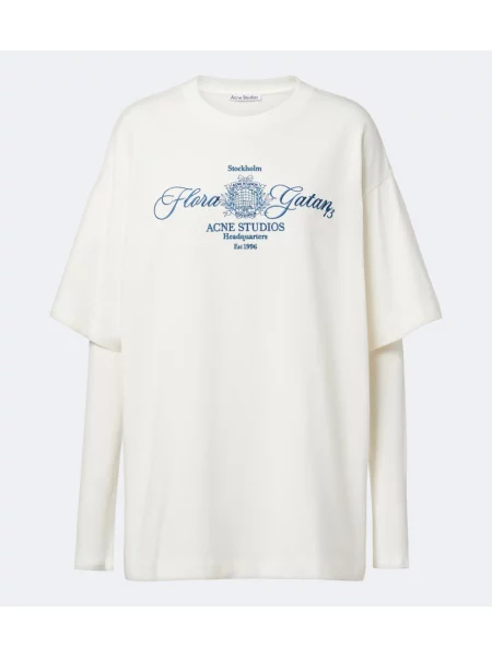 Tricou Acne Studios cu broderie din jerseu alb