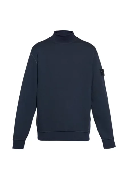 Pulover Stone Island cu guler de stand-up cu strasuri albastru