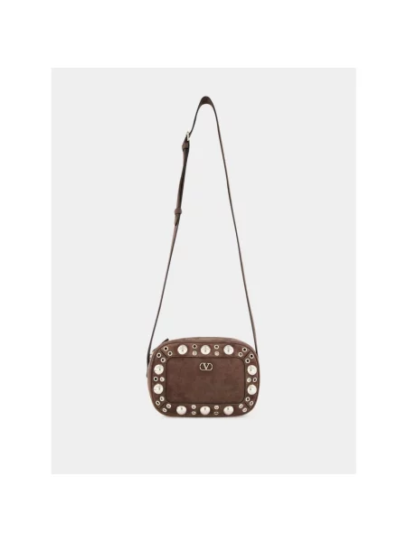 Torba crossbody Valentino Garavani zamszowa brązowa