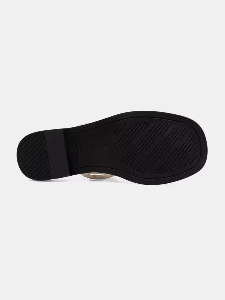 Tommy Hilfiger сандали дамски от кожа GOLD HEEL DRESSY SANDAL бежово