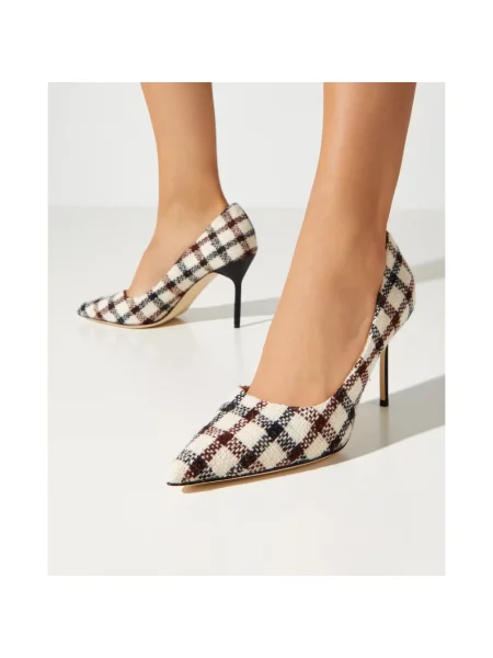 Czółenka Manolo Blahnik w kratę brązowa