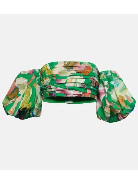 Cropp top Alemais de mătase cu model floral verde